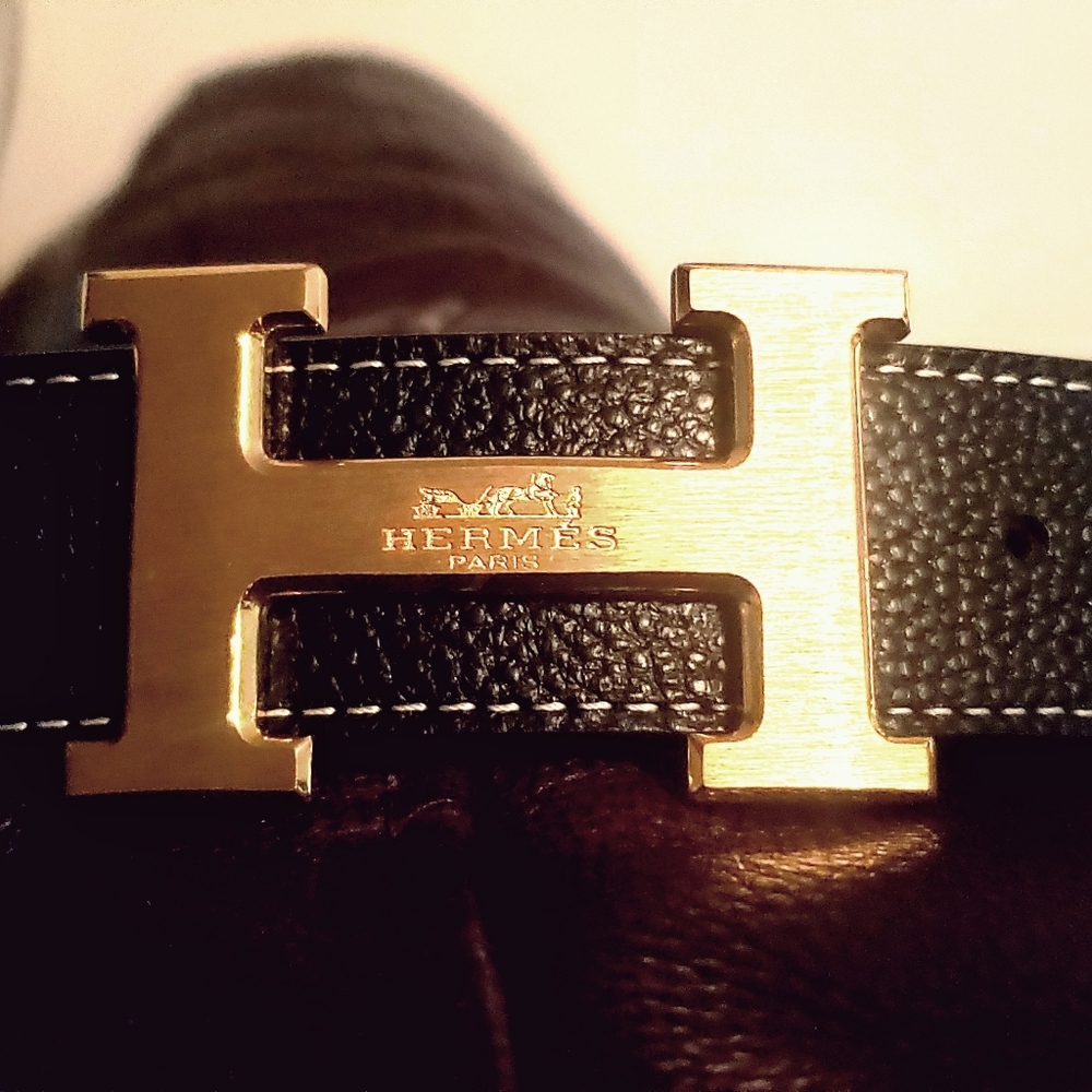 HERMÈS brushed gold buckle+38 belt